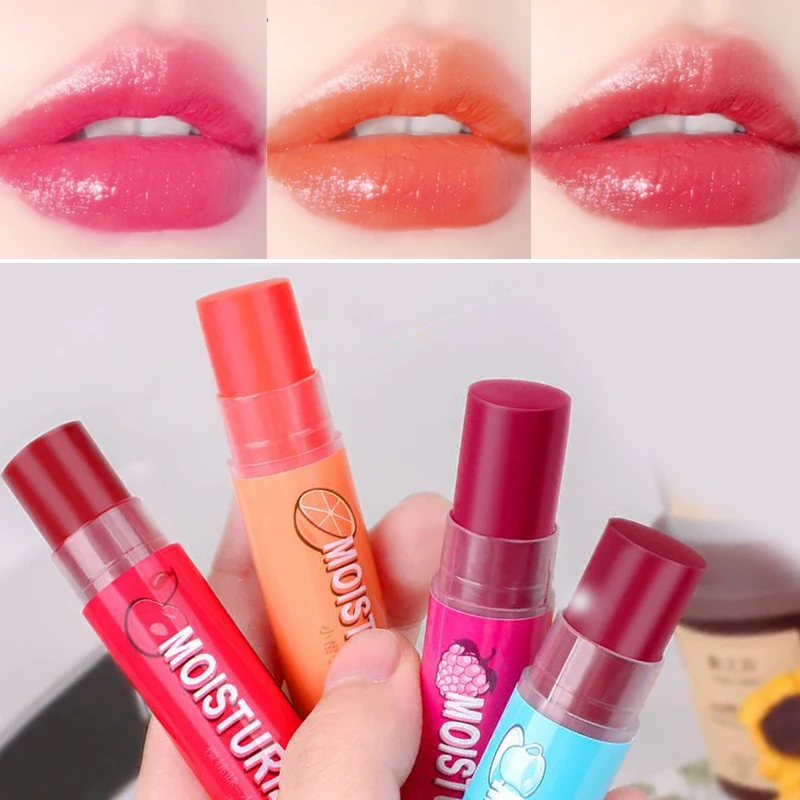 

Fruit Lip Balm Moisturizing Clear Lip Primer Mask Cute Jelly Tinted Gloss Stick Lighten Lines Plump Lip Care Makeup Tools