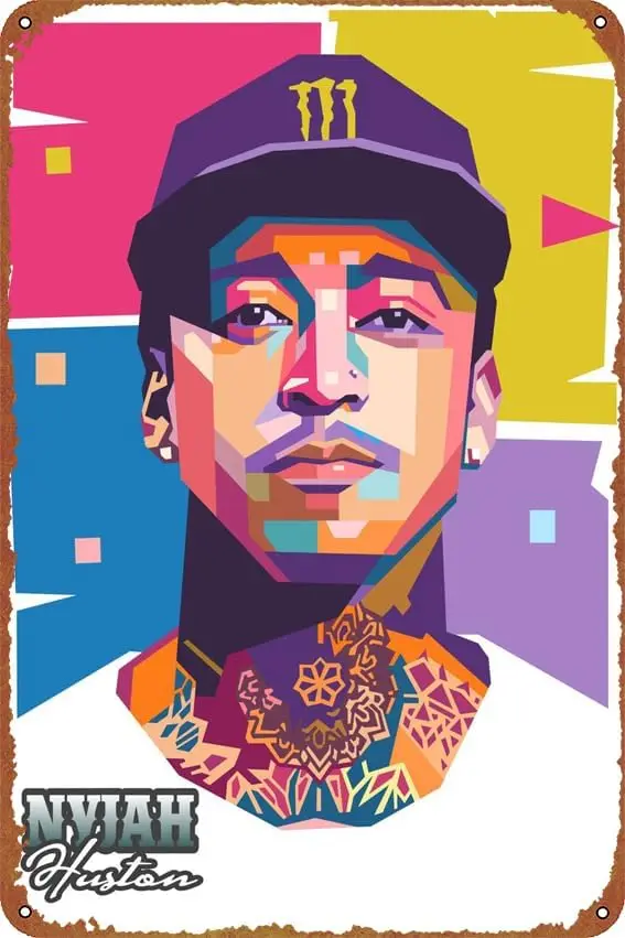 Nyjah Huston Спортивные постеры Оловянная вывеска Кафе-бар Домашнее настенное