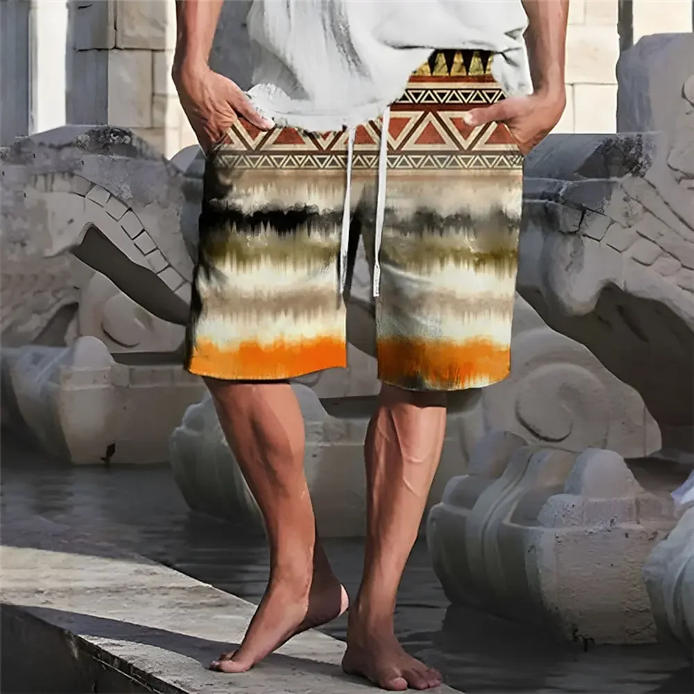 

Men's Sweat Shorts Beach Shorts Terry Shorts Drawstring Elastic Waist 3D Print Graphic Prints Geometry Breathable Soft Short Dai