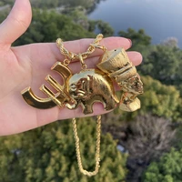 gold plated pendant copper animal elephant pattern necklace for women men wholesale fashion jewelry for daily wear anniversary