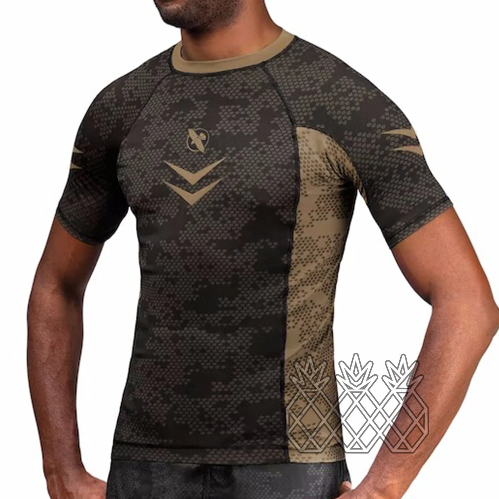 Swim T-shirt Boxing Fitness Men UV Protection Beach Rash Guard Swimwear Diving Tops Wear Fight Short Sleeve Swimsuit Surf Shirts