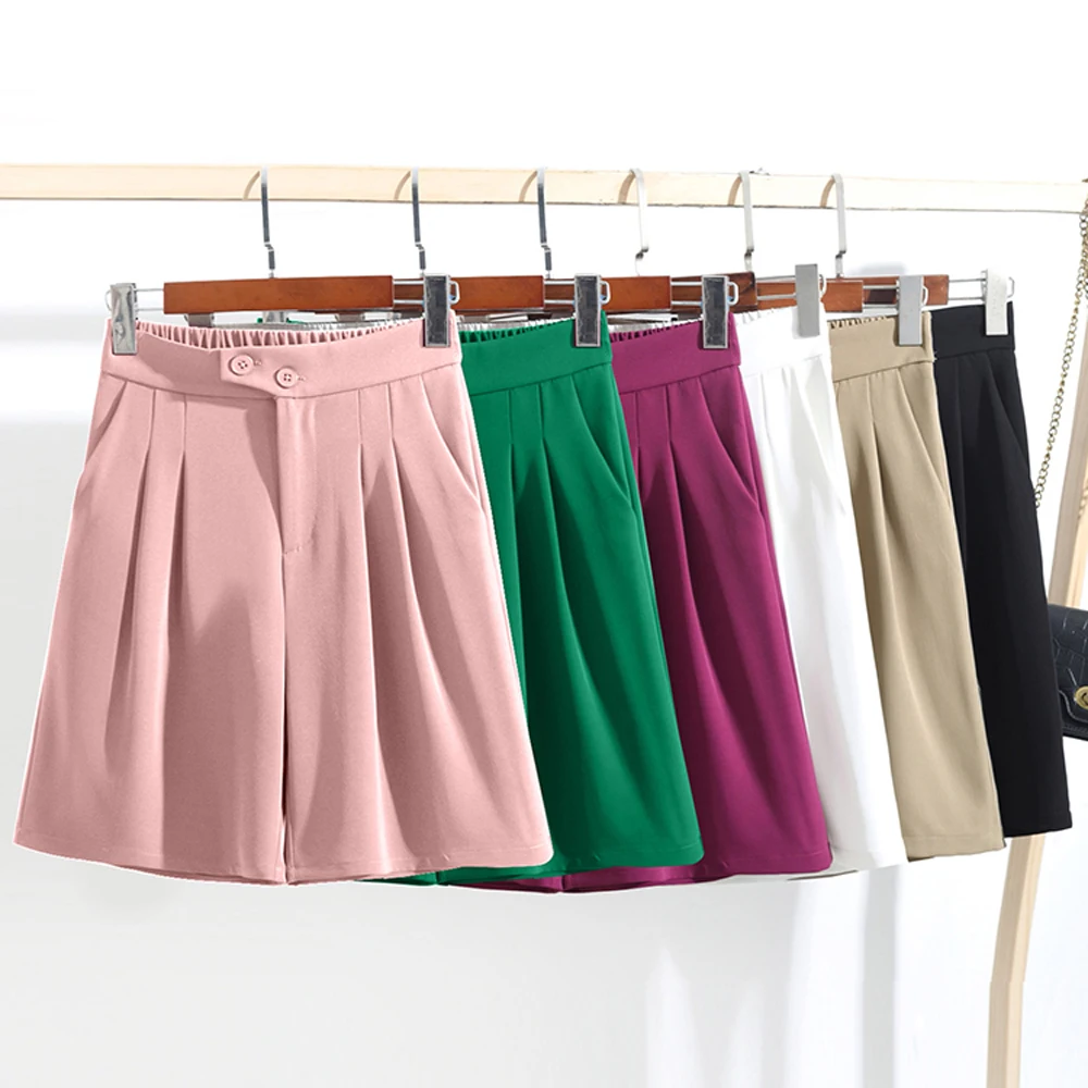 

2022 Summer Women Shorts High Waist Wide Leg Short Femme Casual Loose 3XL 4XL Fashion Hot Shorts Elegant Five-Points Pants Women