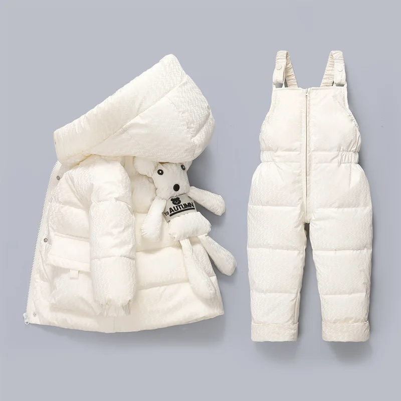 Baby Kids Children's Down Jacket Suit High Quality White Duck Down Filling Boys Girls 2-piece Set Toddler Cartoon Thickened Coat