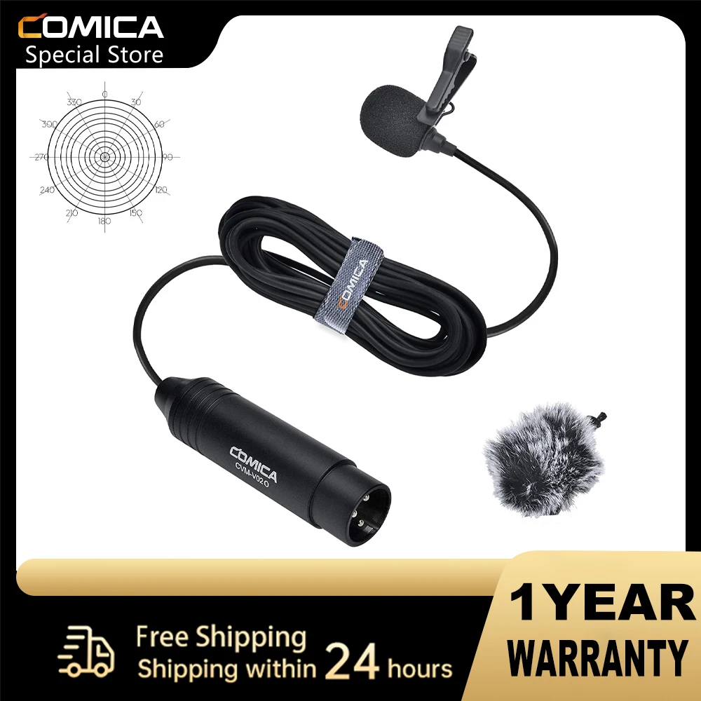 

Comica CVM-V02O Lavalier Microphone Wired Lapel Microphone XLR Omnidirectional Mic For Camcorder Youtube Vlog Blogger