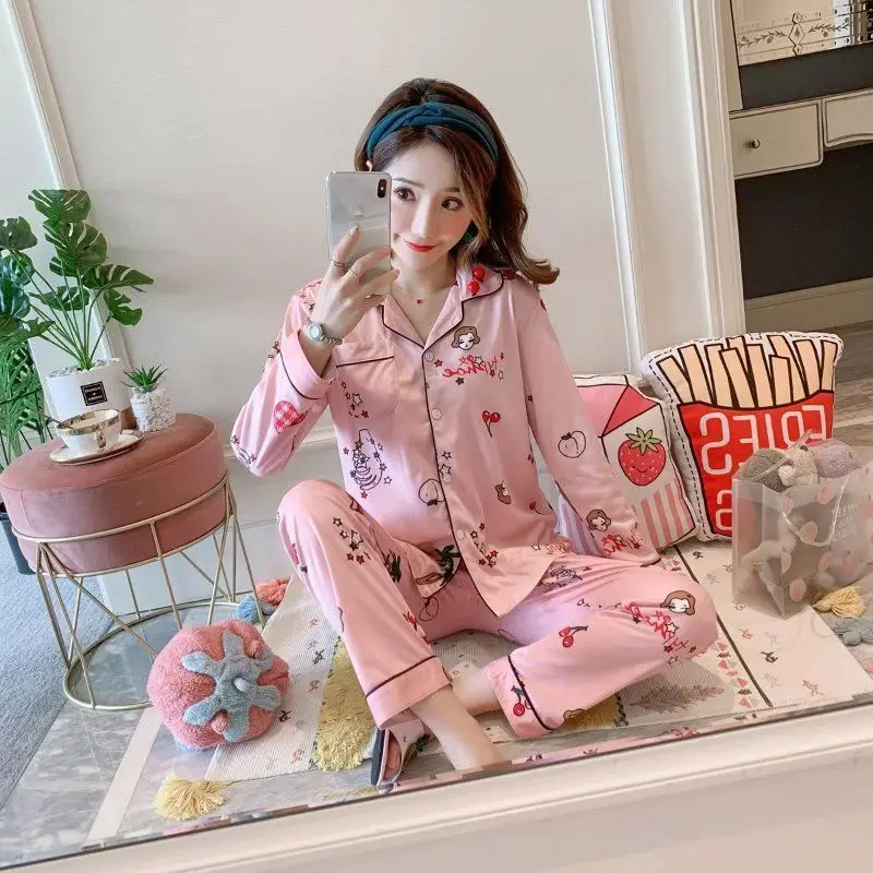 Пижамный комплект женский кружевной стильная одежда для сна в Корейском стиле