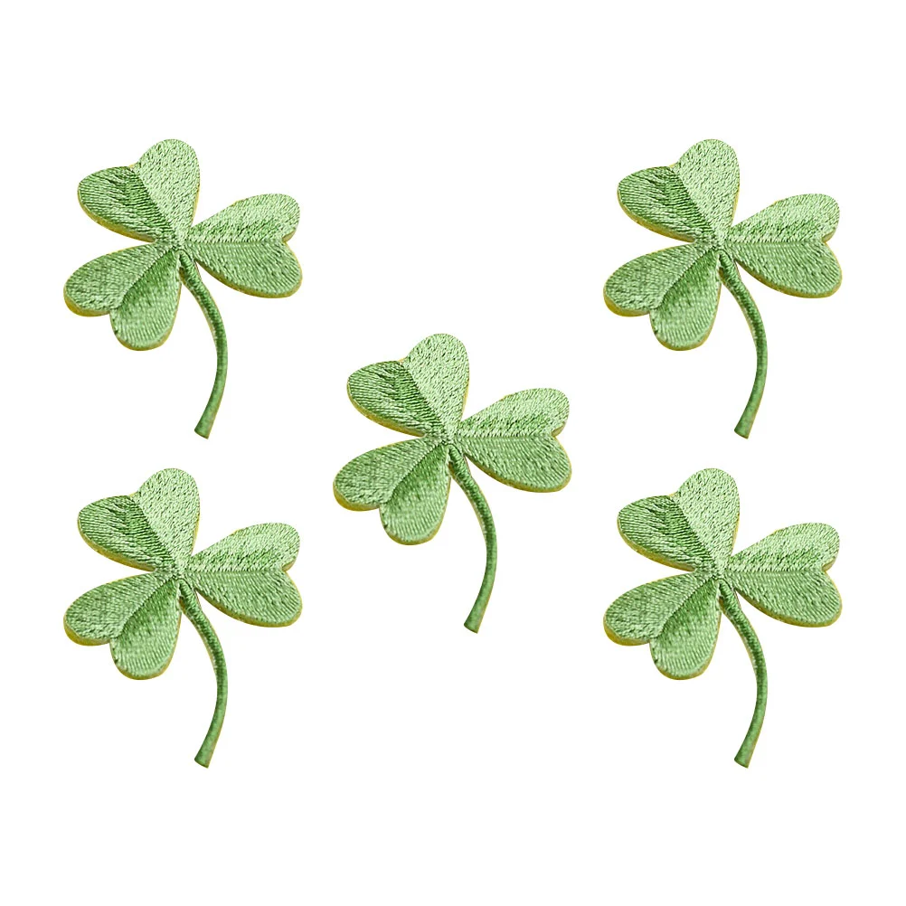 

Patch Patches Leaf Shamrock Iron Embroidery Four Diy Clothes Embroidered Sewing Stickers Cloth Sequins Lucky Patrick Cartoon Day