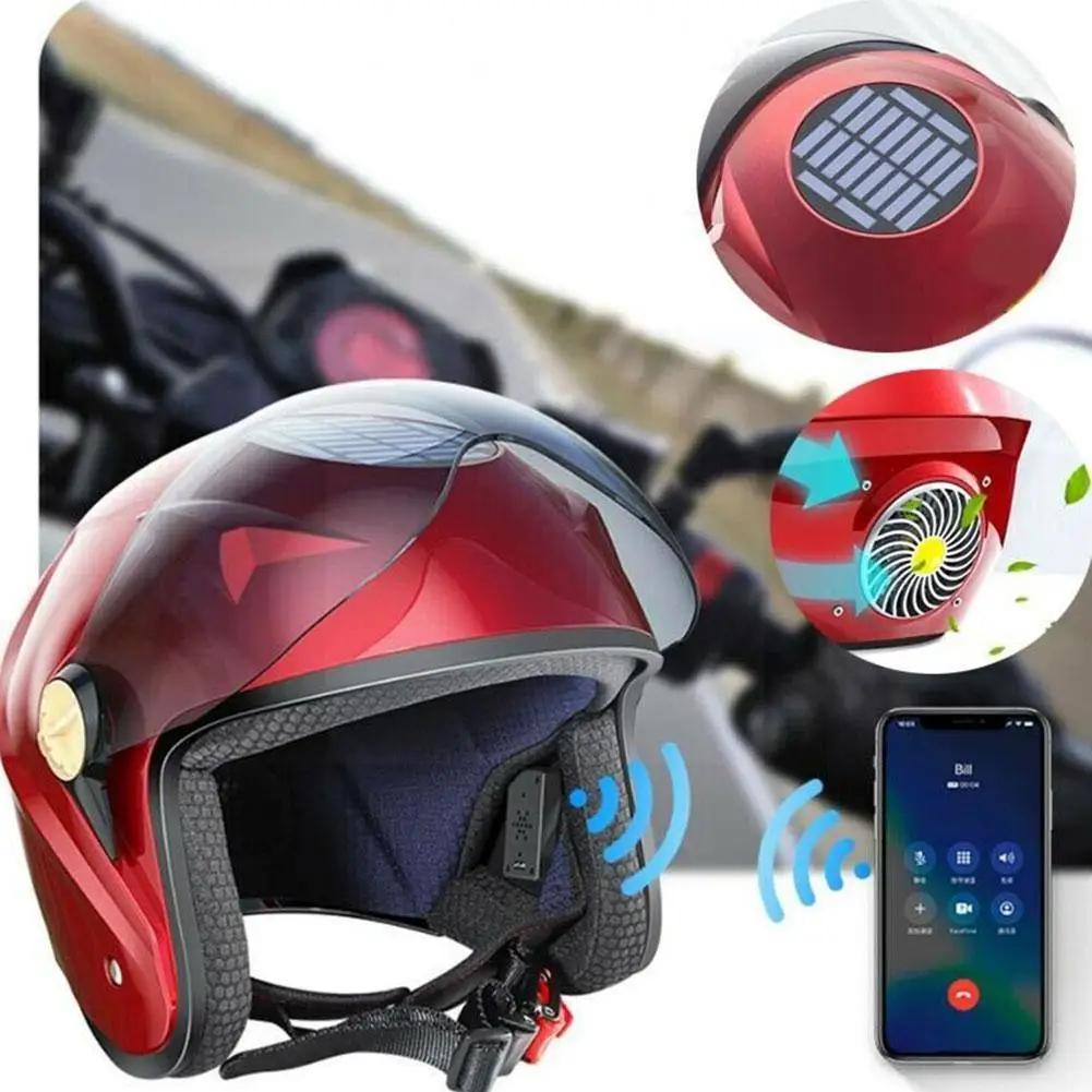 

Helmet Motorcycle Full Face Summer Solar Power Smart Bluetooth Cooling Fan Cycling Helmet Unisex For Motorcycle Para A2V6