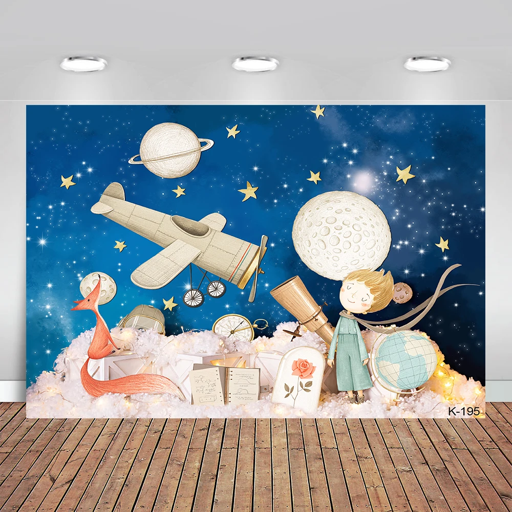 

Little Prince Backdrop Universe Meteorite Boys Happy Birthday Party Photography Background Photo Studio Prop Decor Banner