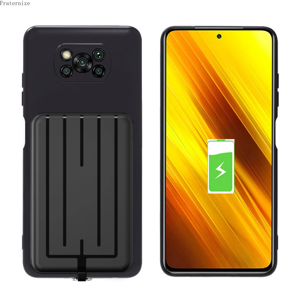 

Универсальный Магнитный внешний аккумулятор для Xiaomi POCO X3, чехол с зарядным устройством для аккумулятора Poco X3 Pro NFC, чехол для телефона с крыш...