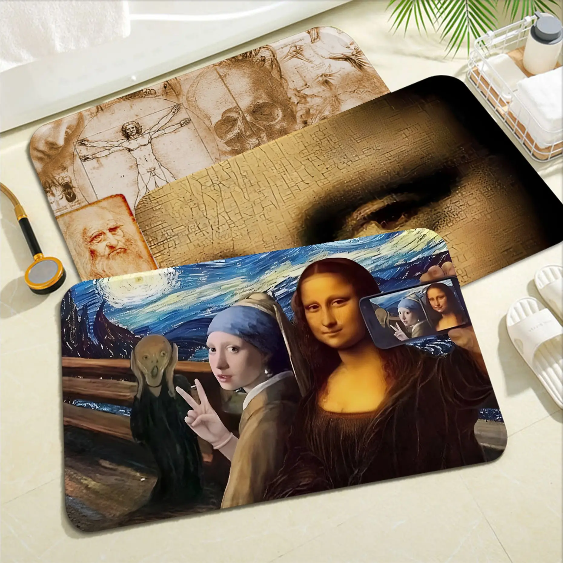 

Mona Lisa Door Mat Cheaper Anti-slip Modern Living Room Balcony Printed Toilet Rug