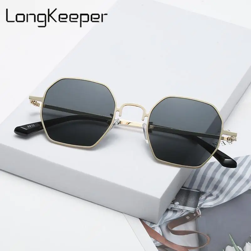 

2022 Men Sunglases Hexagon Sun glasses NEW Women Metal Frame Fishing Glasses Gold tea Eyewear lentes de sol hombre okulary UV400