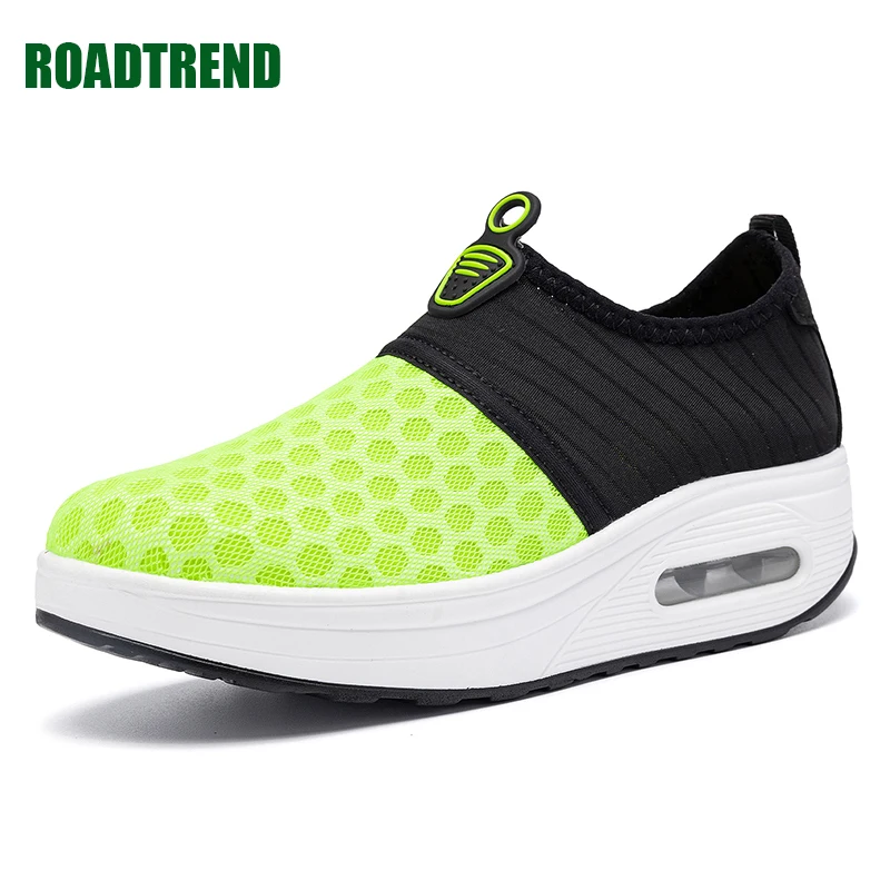 

2022 Summer Air Cushion Platform Walking Shoes Women Mesh Slip On Flatform Women's Sneaker Shoes Candy Color Outdoor Shoes