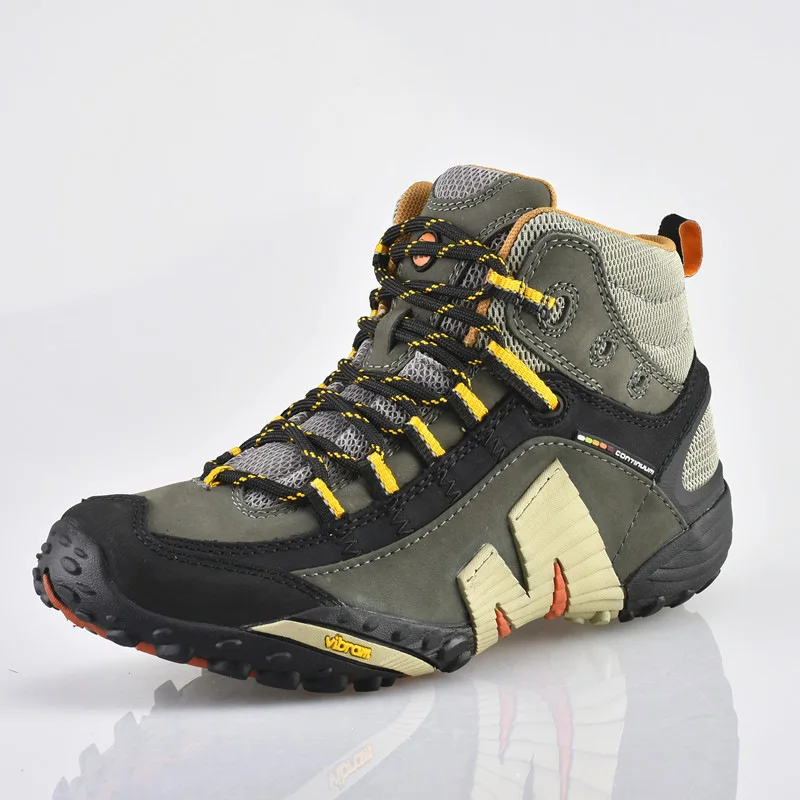 Male Sneakers Mesh Hiking Shoes Genuine Leather Mountain Boots Outdoor Sports Shoes Durable Mountain Trekking Anti-Slip Climbing