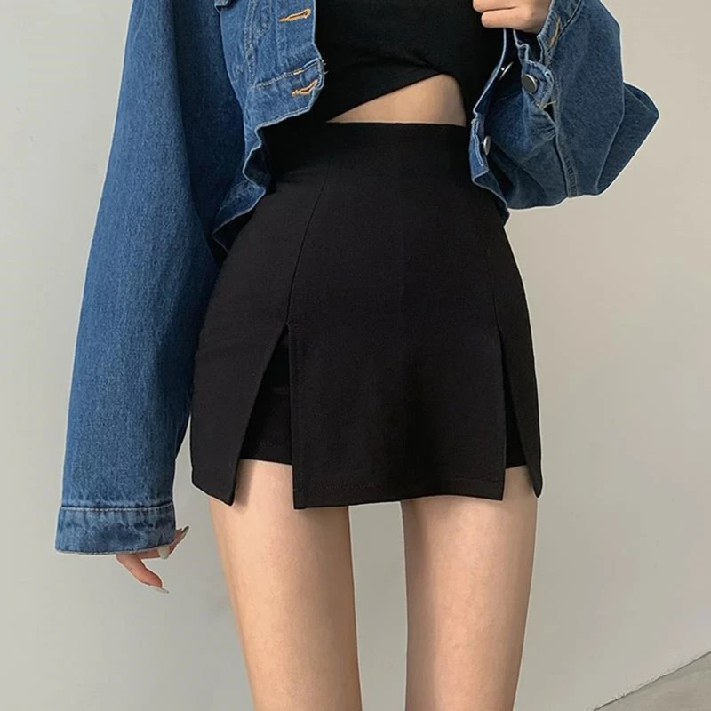 

Юбки женские черные модные облегающие универсальные уличные летние женские Асимметричные мини пикантные корейские шикарные Kpop