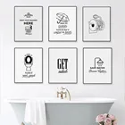Черный, белый цвет ванной комнаты картина с цитатами туалетной бумаги зубная паста из плотной ткани плакат настенный художественный принт минималистский картина украшение ванной