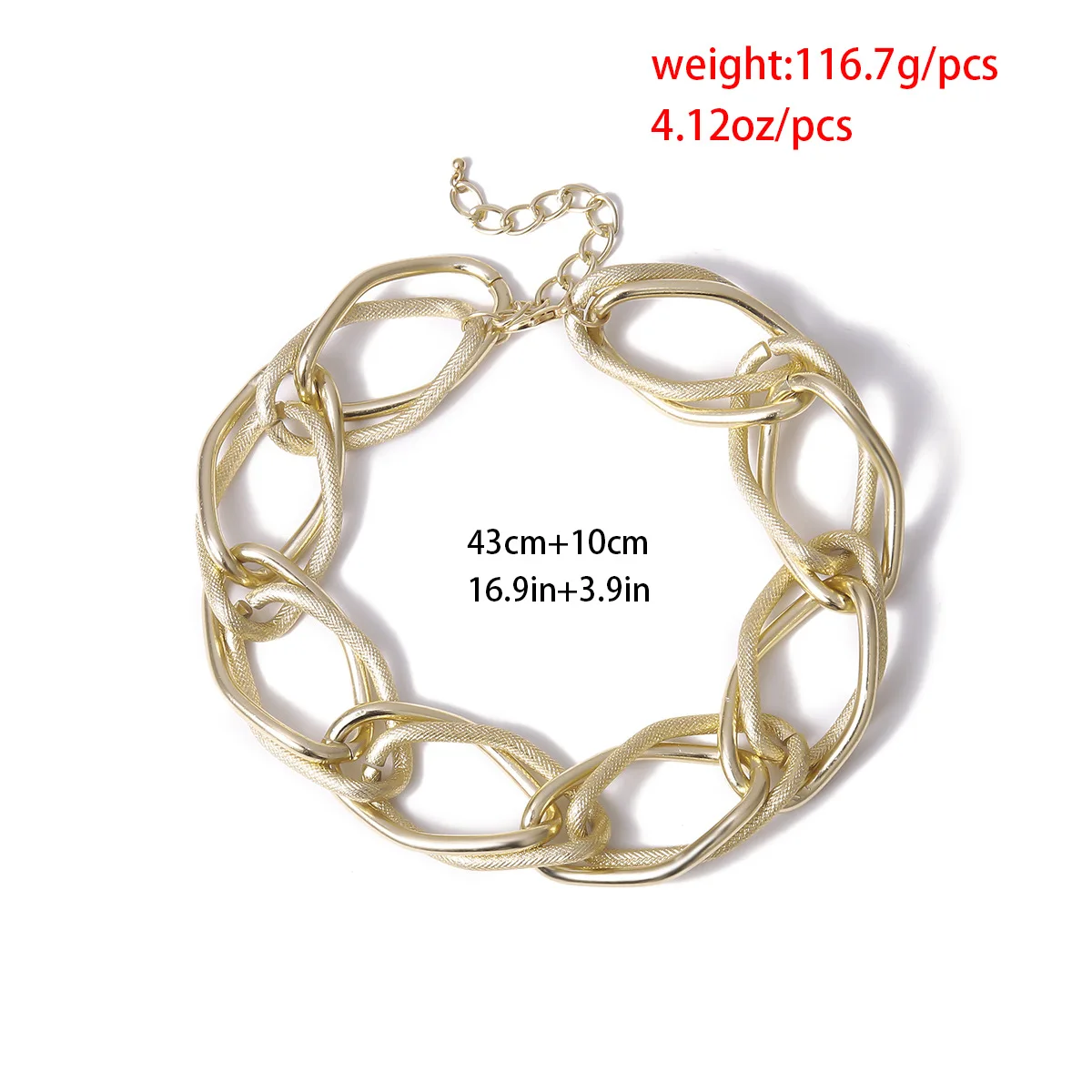 Adornment personality exaggerated hip-hop smooth frosted necklace, female factory alloy thick chain necklace