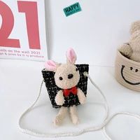 2022 childrens messenger bag female new cute doll bear net red cartoon princess plush shoulder bag small rabbit