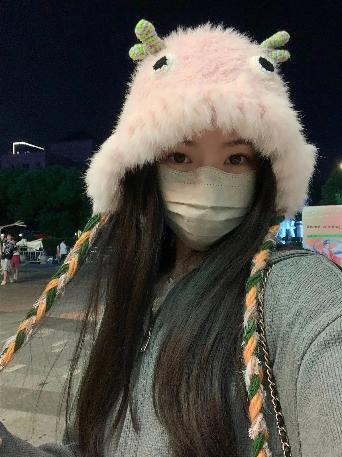 Ding Walk Dwarf милая кепка-монстр женская осенне-зимняя теплая защита ушей вязаная