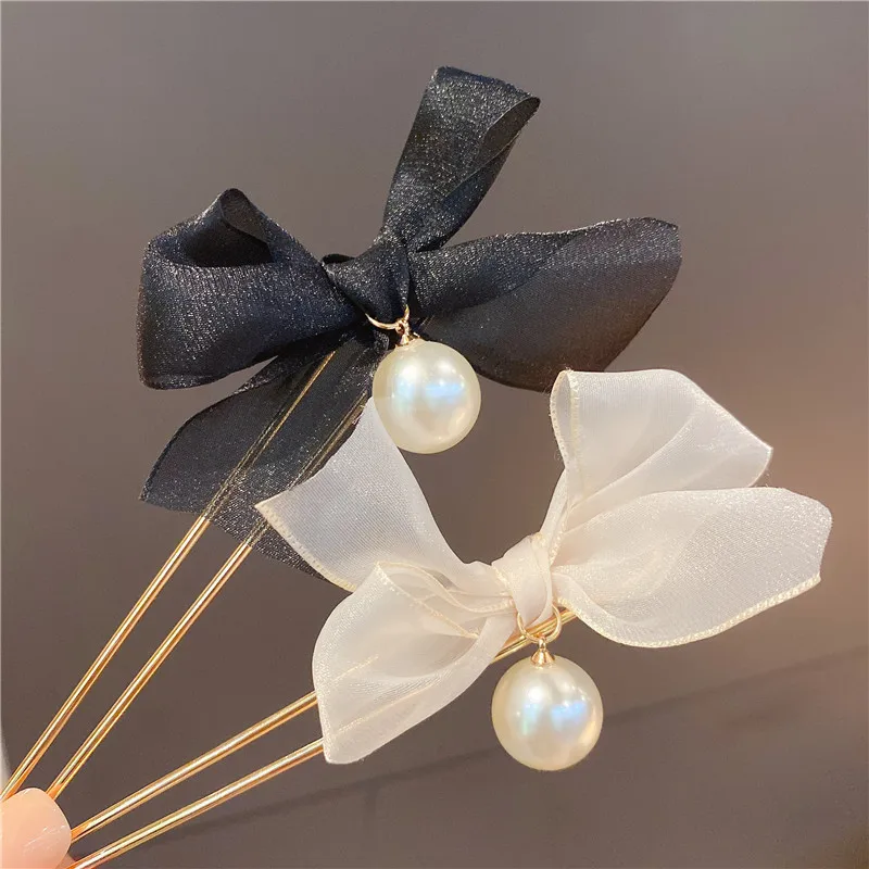 

1Pcs Vintage Hair Stick Women Hair Fork Hair Hairpin Woman Pearl Bowknot Hair Clip Accessories Hair Accessories