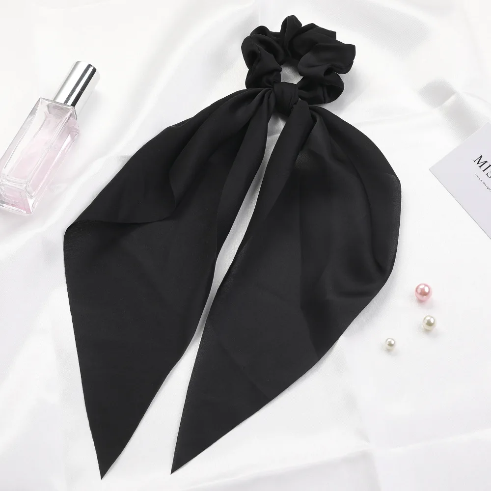 

Fashion Solid Color Scrunchies Long Hair Rope Korean Hair Ties for Women Ponytail Scarf Sweet Elastic Hair Band Hair Accessories