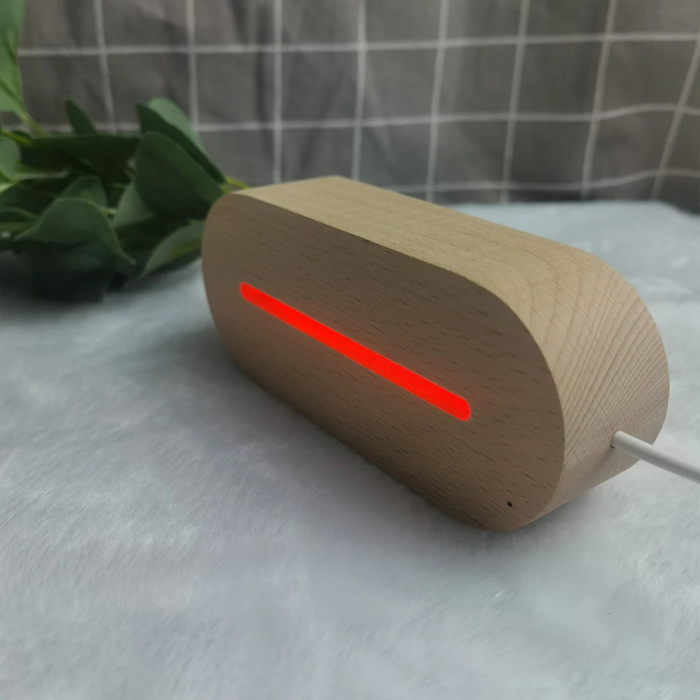 Деревянная оссветильник ительная база перезаряжаемая через USB цветная 5LED 3D