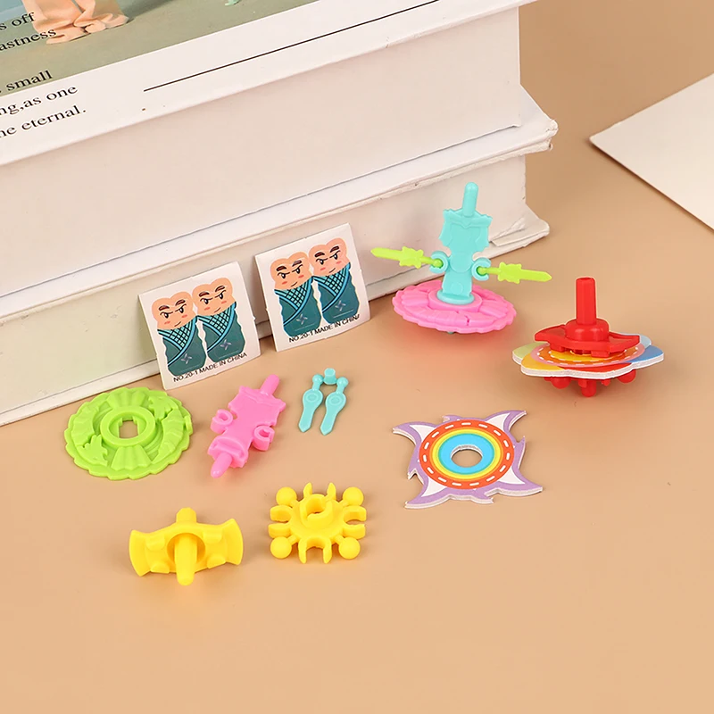 

5PCS Mini Creative Novelty Kids Spin Toys Party Favors Colorful Plastic Cute Assembled Gyroscopes Toy