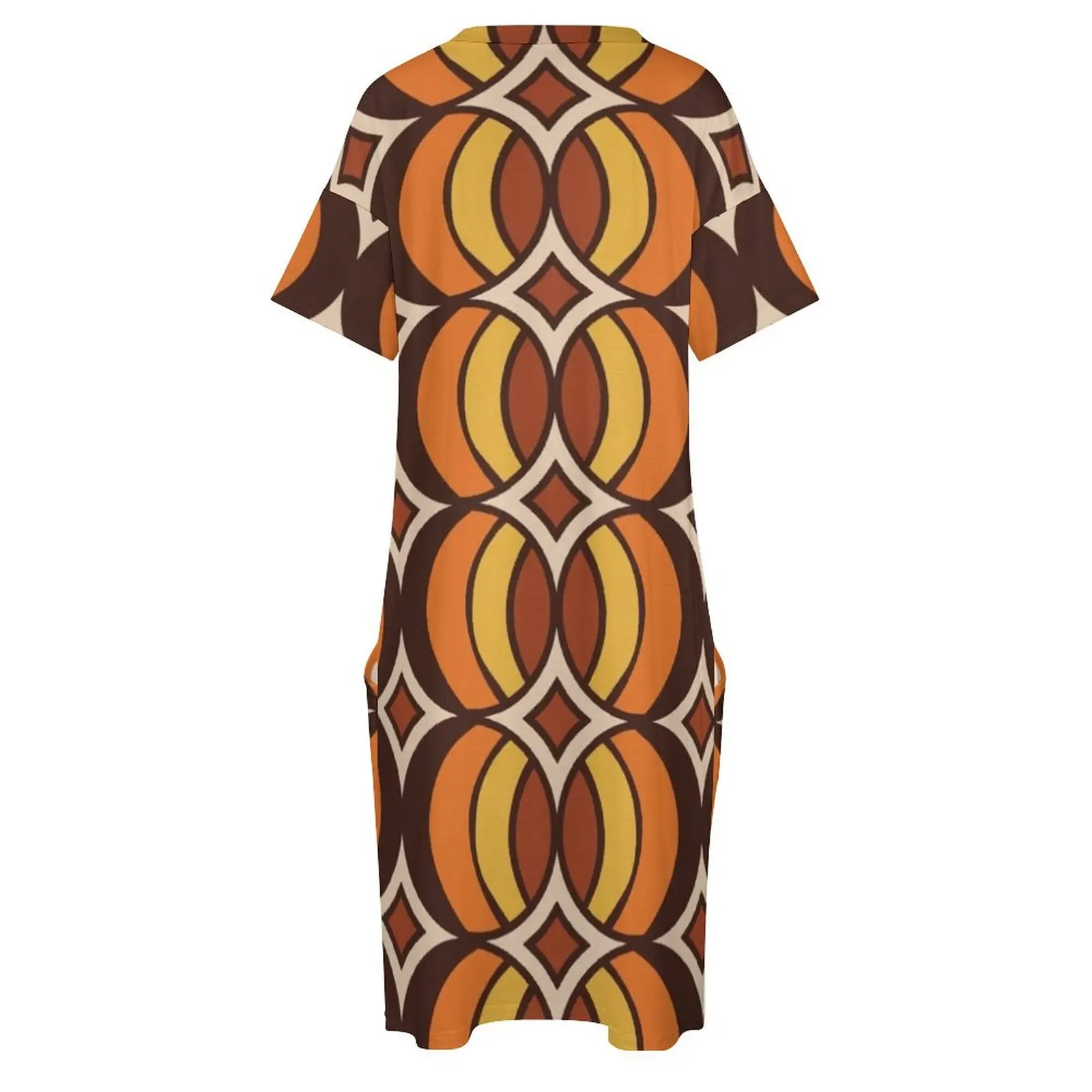 Женское платье с карманами свободное вечернее геометрическим рисунком глобуса в