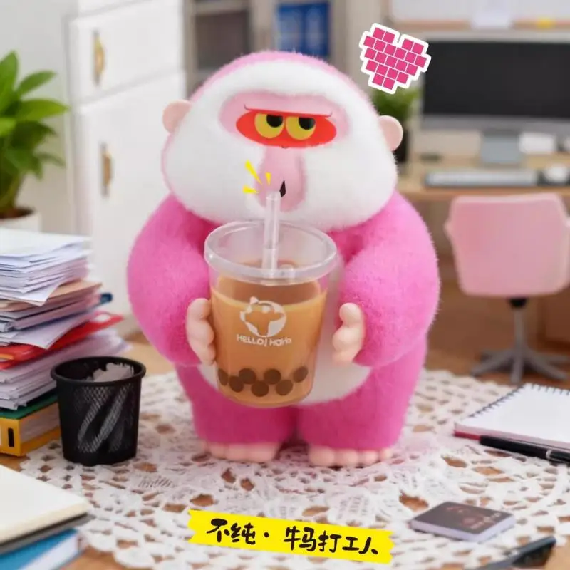 Фото Коллекционная фигурка-сюрприз Bobi Hello Hoho Worker Series Flocked Monkey: модный декор для стола, 8+1 стилей для любителей игрушек №1