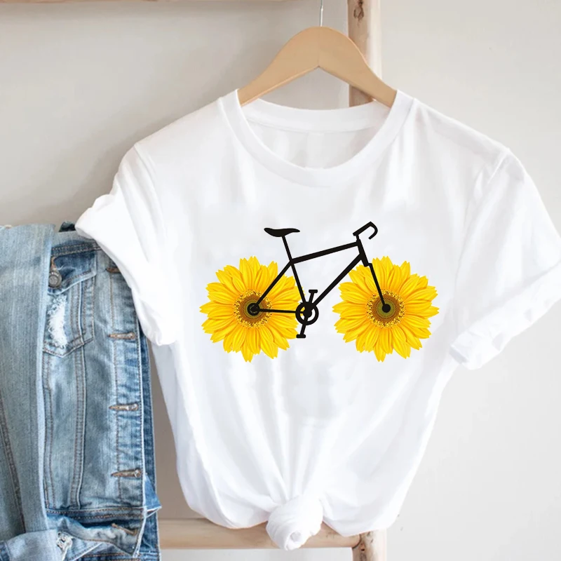 

Women Sunflower Sweet 90s Spring Summer Trend Printing Clothing Fashion Clothes Print Tee Top Tshirt Female Graphic T-shirt