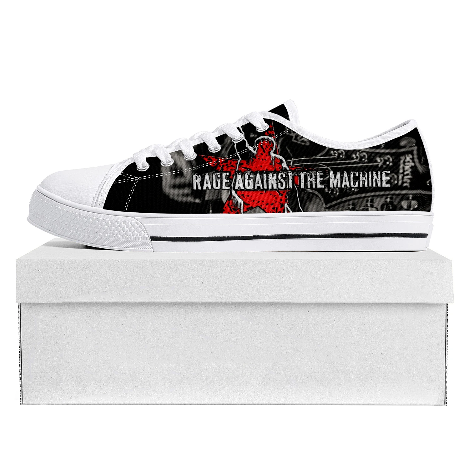 

Rage Against The Machine Low Top Sneakers Mens Womens Teenager Canvas High Quality Evil Empire Sneaker Casual Custom Made Shoes
