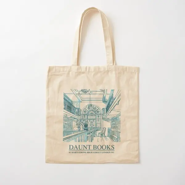 

Daunt Books Cotton Canvas Bag Designer Fabric Foldable Women Handbag Unisex Casual Ladies Reusable Printed Shopper Grocery