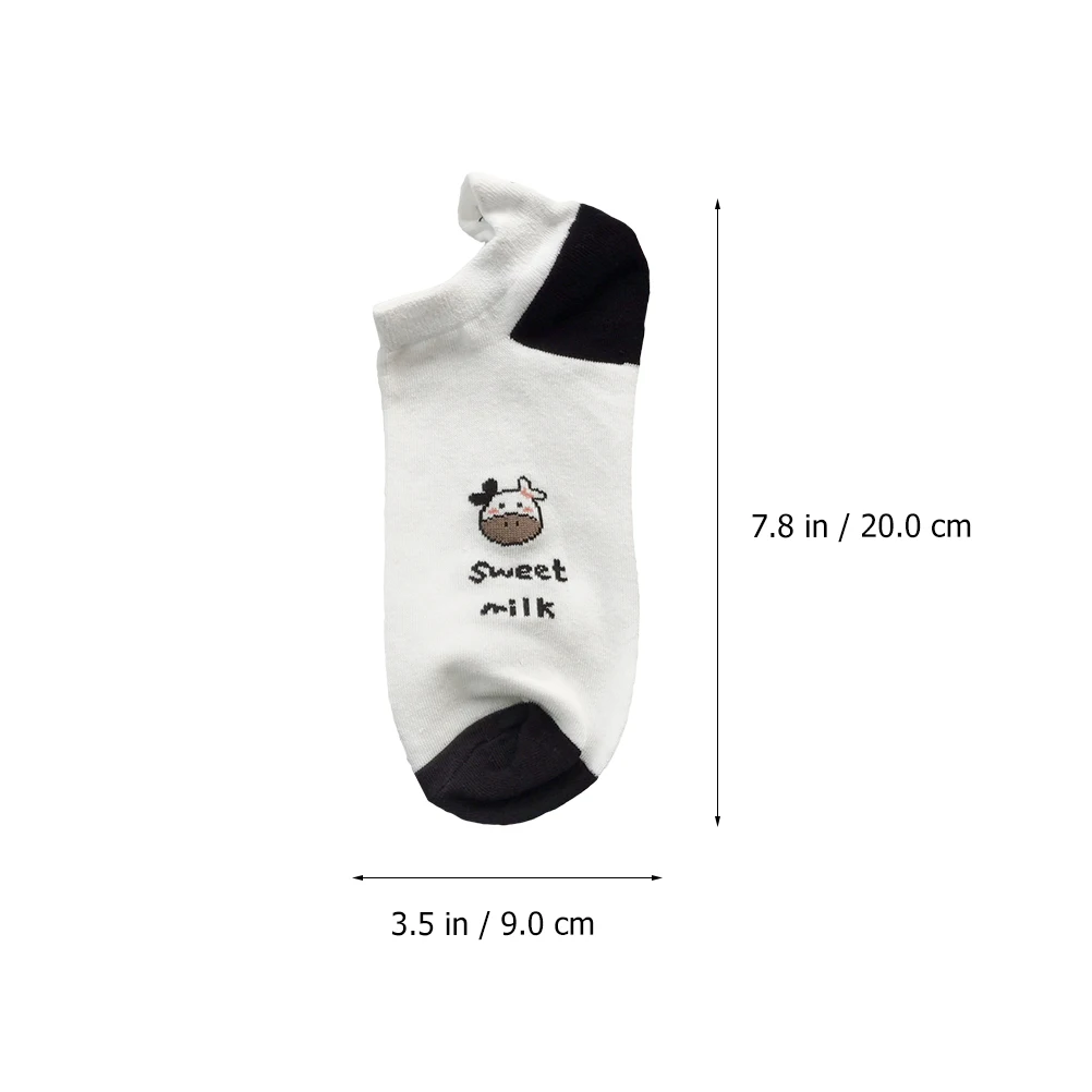 2 Pairs Girl Cow Pattern Design Short Socks Casual Cow Pattern Summer Socks For Women Short Socks Low-cut Socks for Everyday