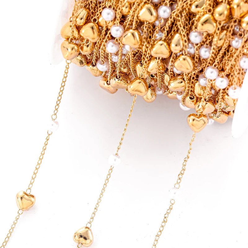 Жемчужная цепочка 1 метр 4 мм 6 CCB сплющенный круг сердце звезда бисер медная для