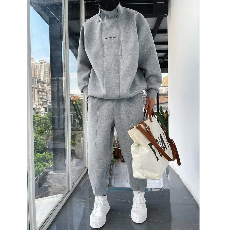 

Tracksuit Men 2 Piece Set Hip Hop Men Sports Wear Fashion Clothing Solid Color Sweatsuit Jogging Suit Men Running Clothes