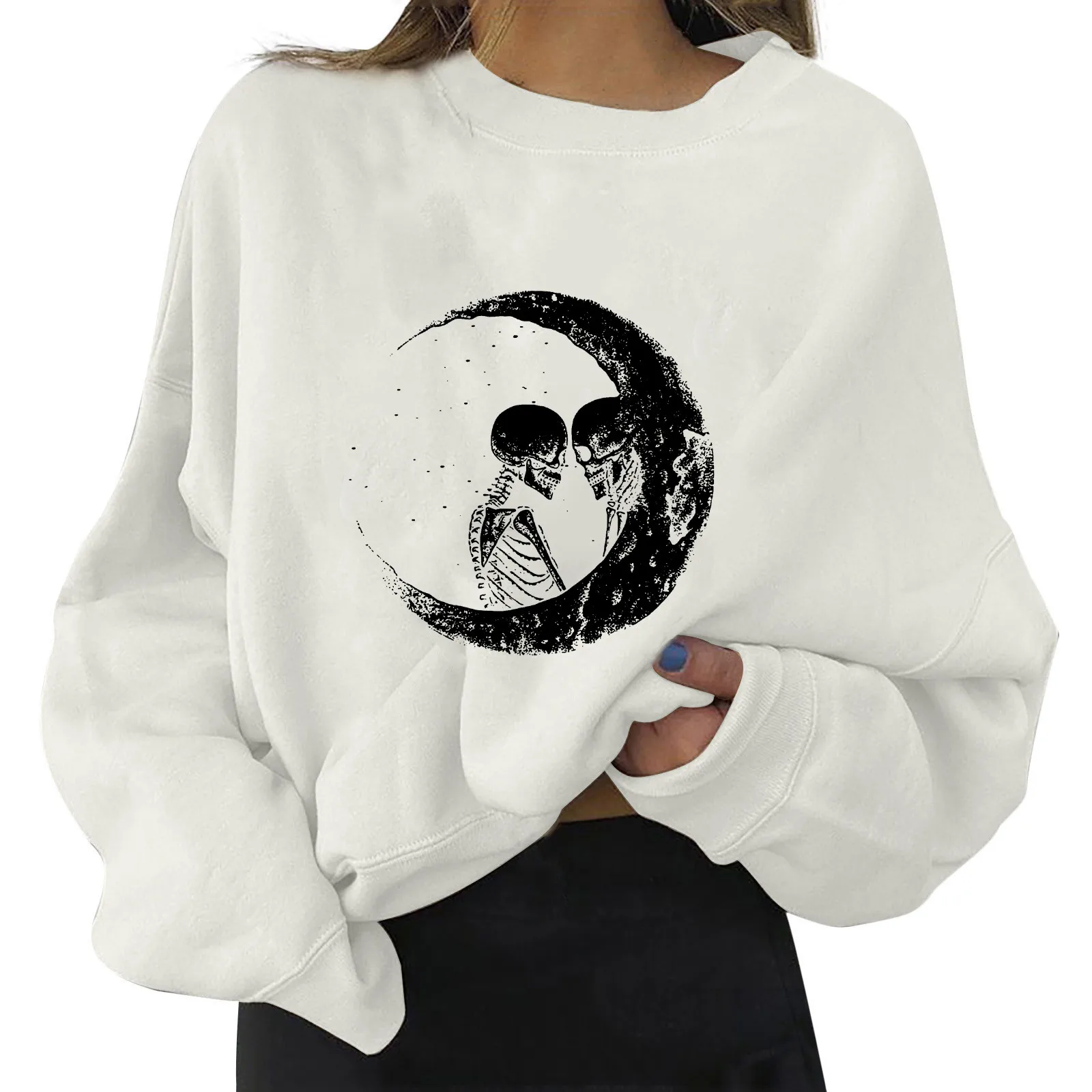 

Модные платья, осенняя Женская Повседневная Толстовка с принтом, длинный пуловер с буквенным принтом и круглым вырезом, блестящая женская толстовка для отдыха