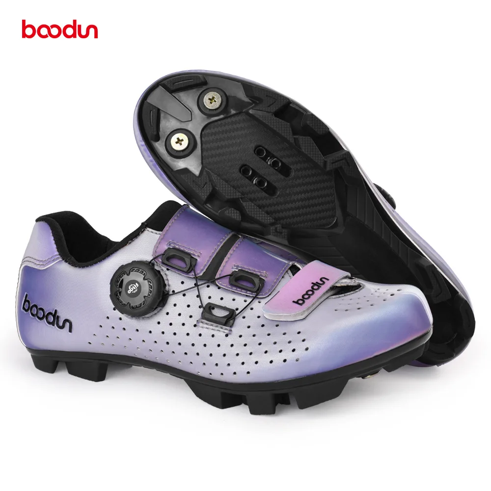 

Boodun Women's Riding Shoes Colorful Vamp Rotating Button Nylon Outsole Bicycle Mountain Lock Shoes