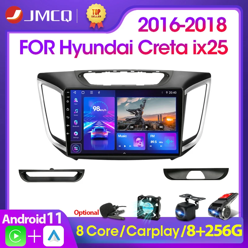 JMCQ Android 11 Car stereo Radio Multimidia Video Player Navigation GPS For hyundai Creta ix25 2016-2018 2din Head Unit Carplay