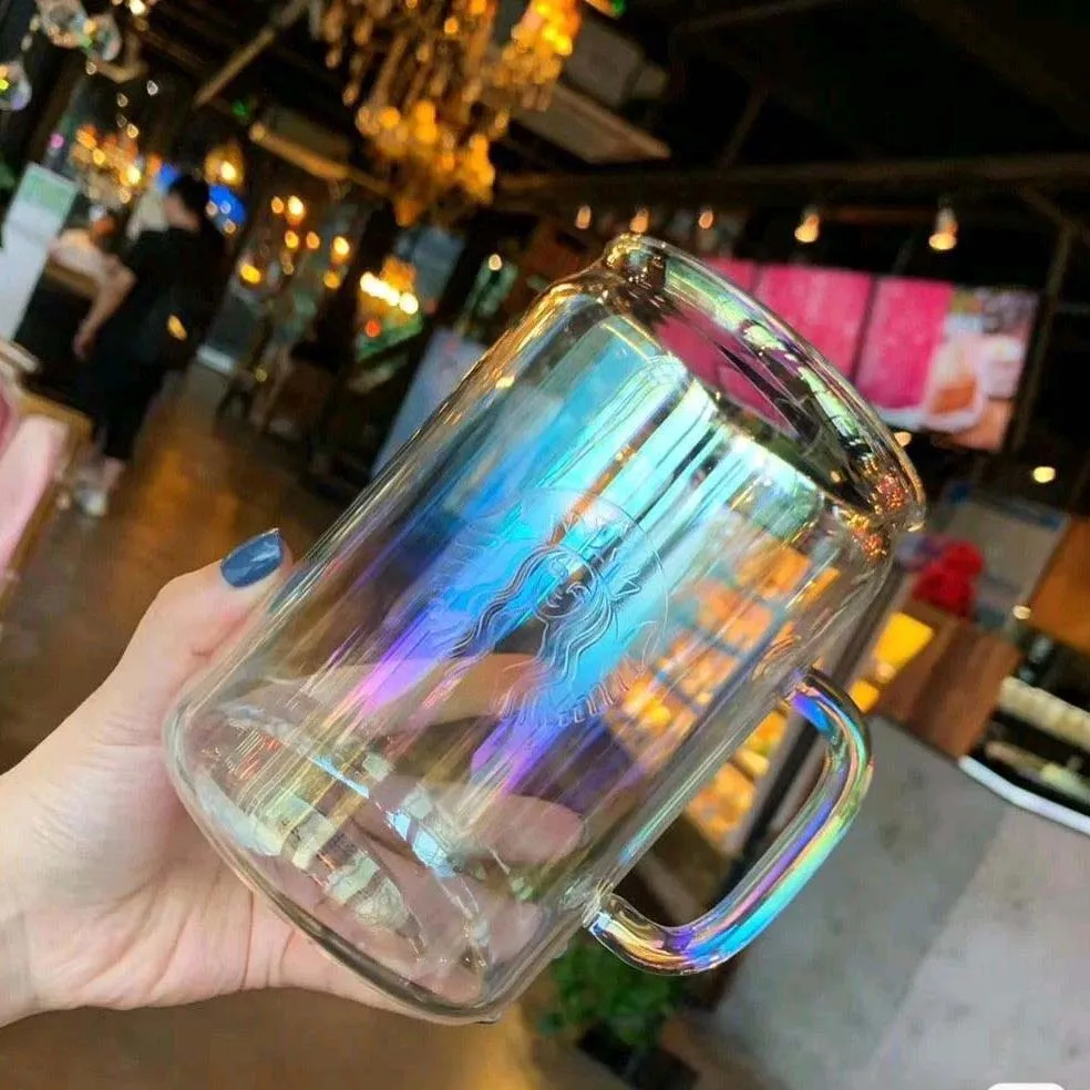 

Creative Korea Dream Onora Aurora Colorful 700ml Heat-resistant Borosilicate Glass Coffee Cup Drinking Glasses Kawaii Mug