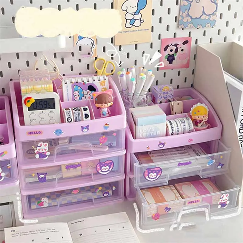 Кавайная серия фиолетовых цветов вместительный органайзер для хранения