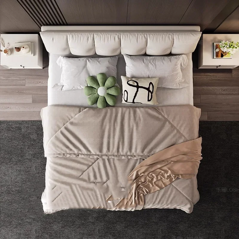 Минималистичная эстетичная двуспальная кровать современная роскошная