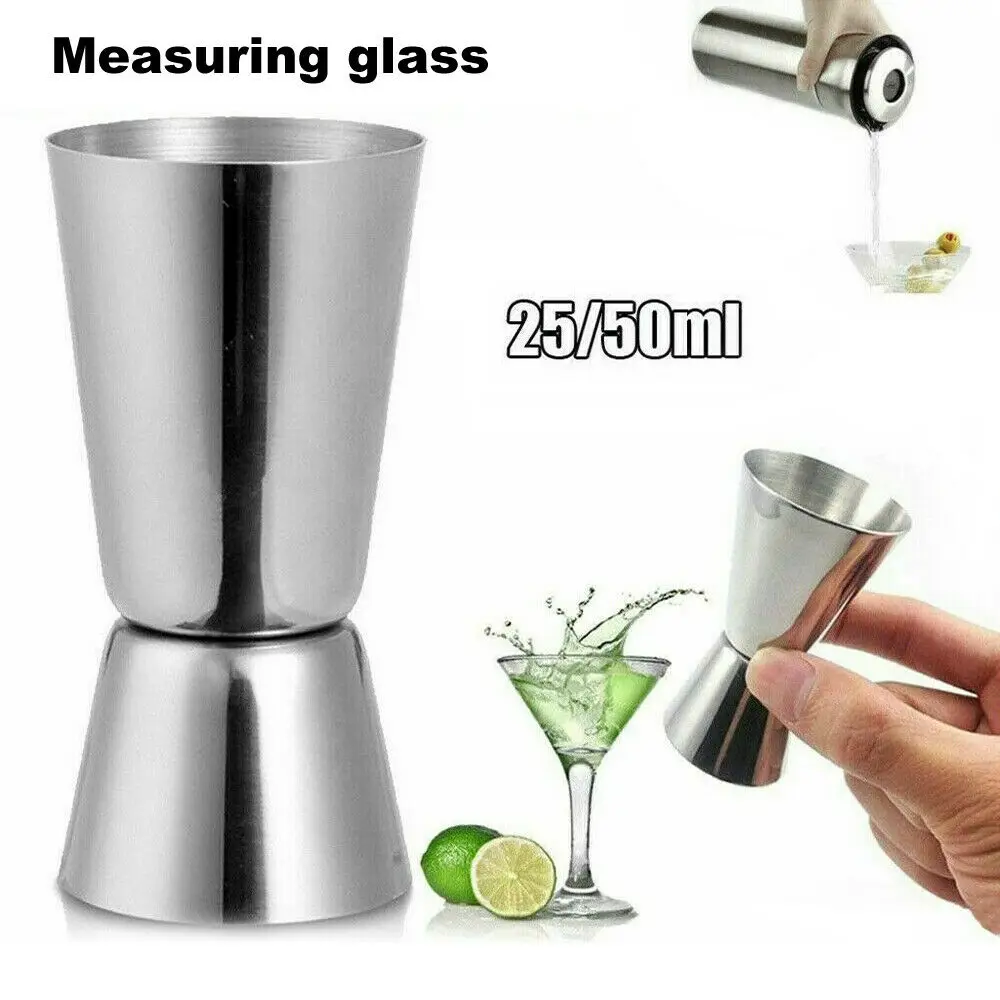 

25/50ml Stainless Steel Cocktail Shaker Measure Cup Dual Shot Drink Spirit Measure Jigger Kitchen Gadgets
