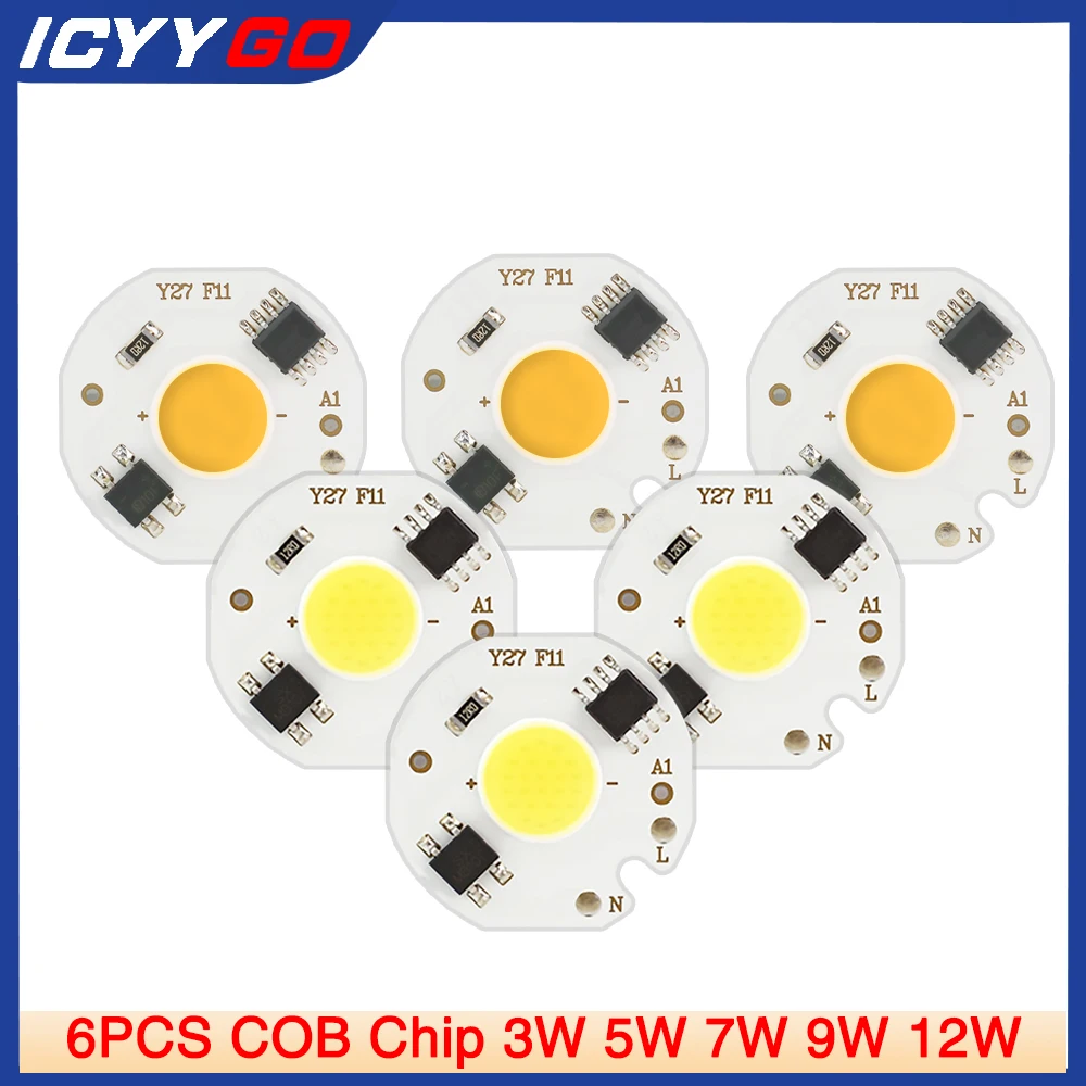 

LED 3W 5W 7W 9W COB Chip Lamp 220V Smart IC No Need Driver LED Bulb For Flood Light Spotlight Diy Lighting Cold white Warm white