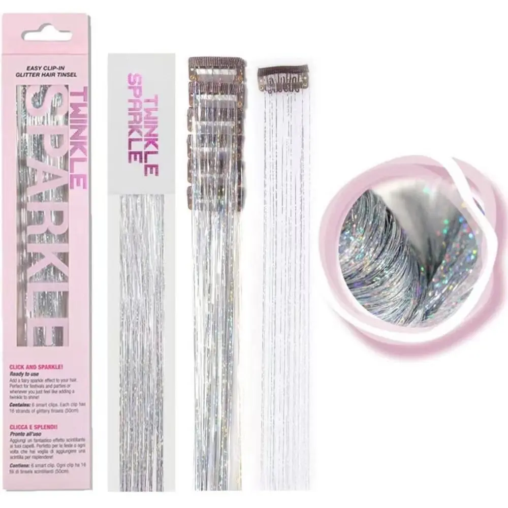 

New 6 Pcs For Women Clip In Hair Hair Tinsel Kit Tensile Hair Extensions Hair Accessories Fairy Hair Tinsel
