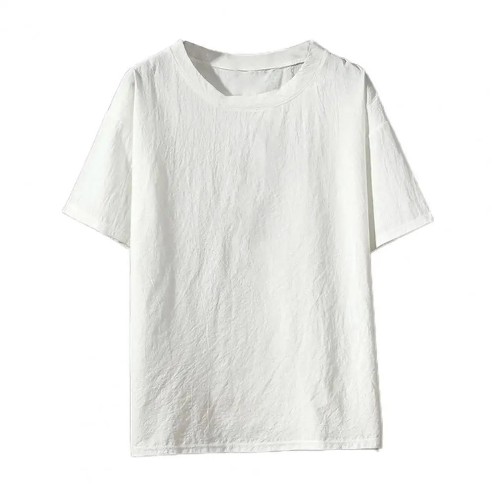 

O Neck Men T-shirts Lightweight Plus Size Solid Color Casual Top Streetwear