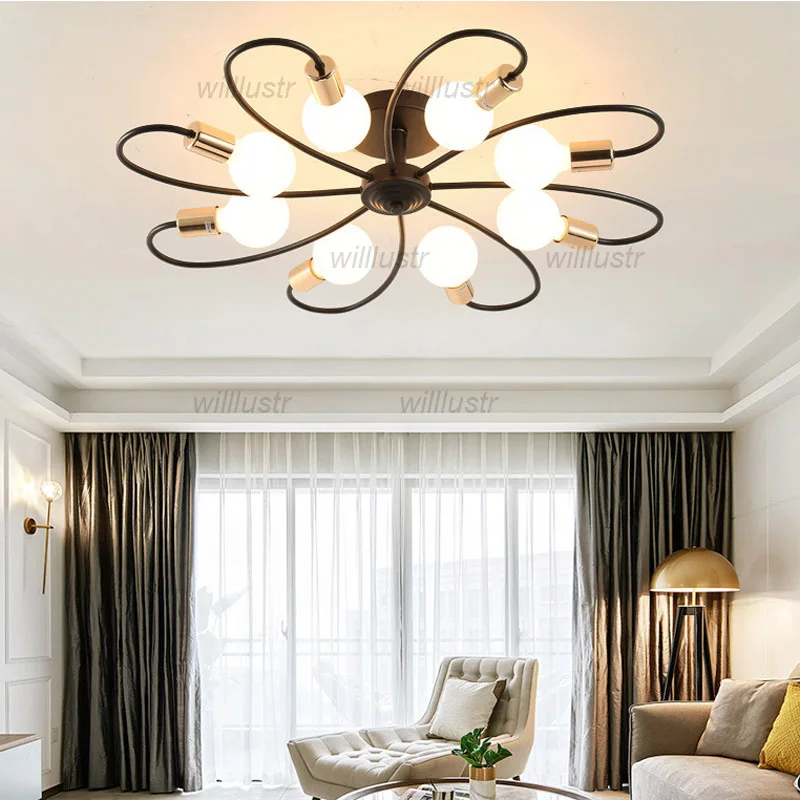 Креативный Железный потолочный светильник современный металлический Цветочный