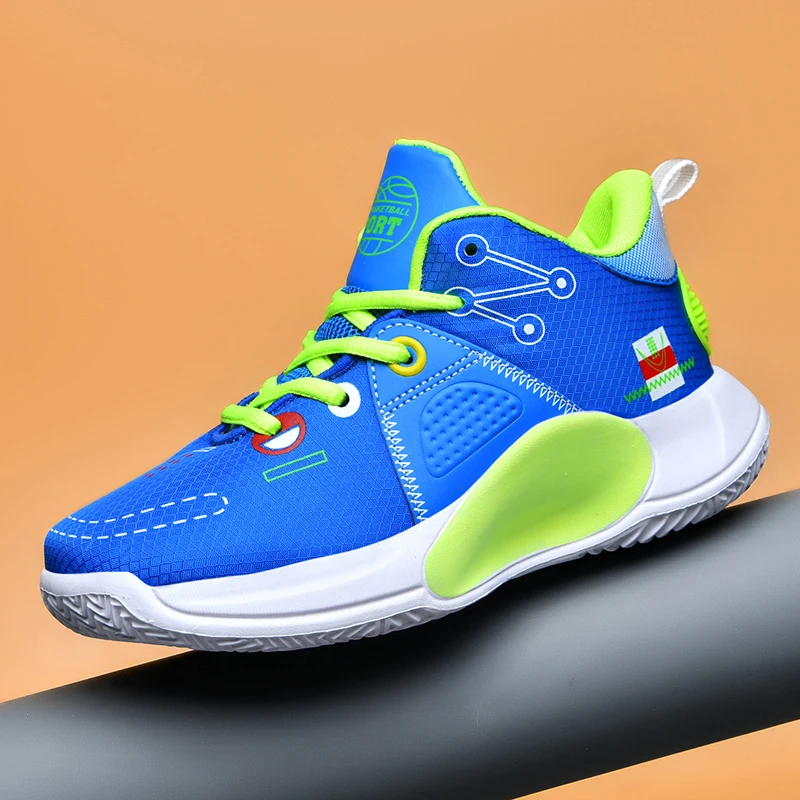 

2023 New Boy Basketball Trainers Anti Slip Sport Shoes Kids Hard-Wearing Children Boys Basketball Boots Brand Outdoor Sport Shoe