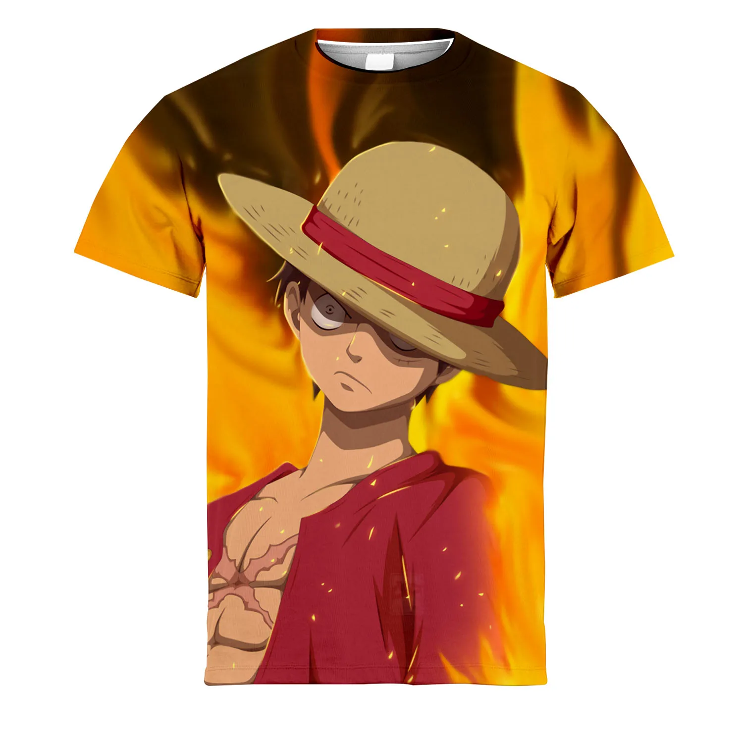 

One Piece Short Sleeve T-Shirt Luffy Solon Young Students Captain Justice T-Shirt 3d Color System Loose Men And Women Trend