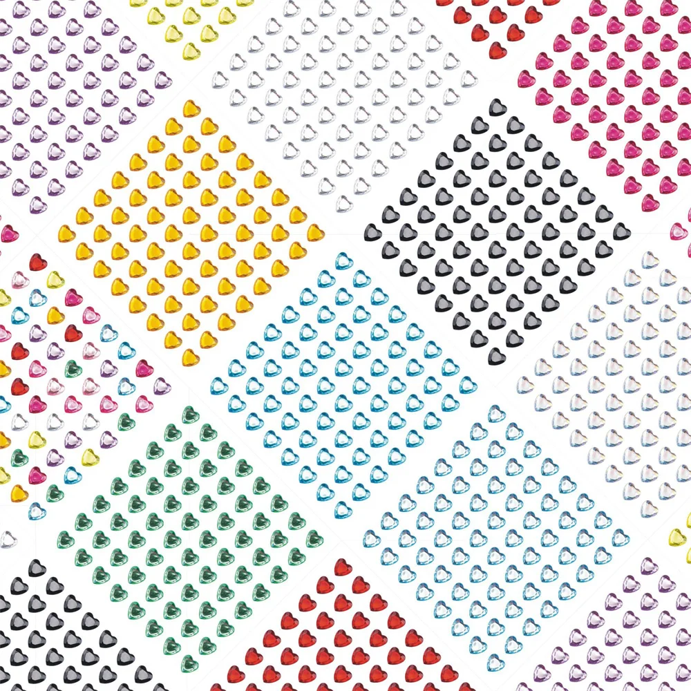 

3D Gem Heart Kids Girls Stickers Earrings 1-14Sheets 6mm Glitter Sparkle Crystal Sticker Self-Adhesive Jewel Crafts Rhinestone