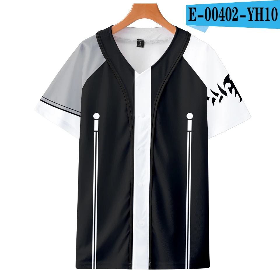 

2022 Fairy Tail 3D Printing Looser Fit Full-length Front Button Short Sleeve Shirt Men/Women Baseball Jersey Tops