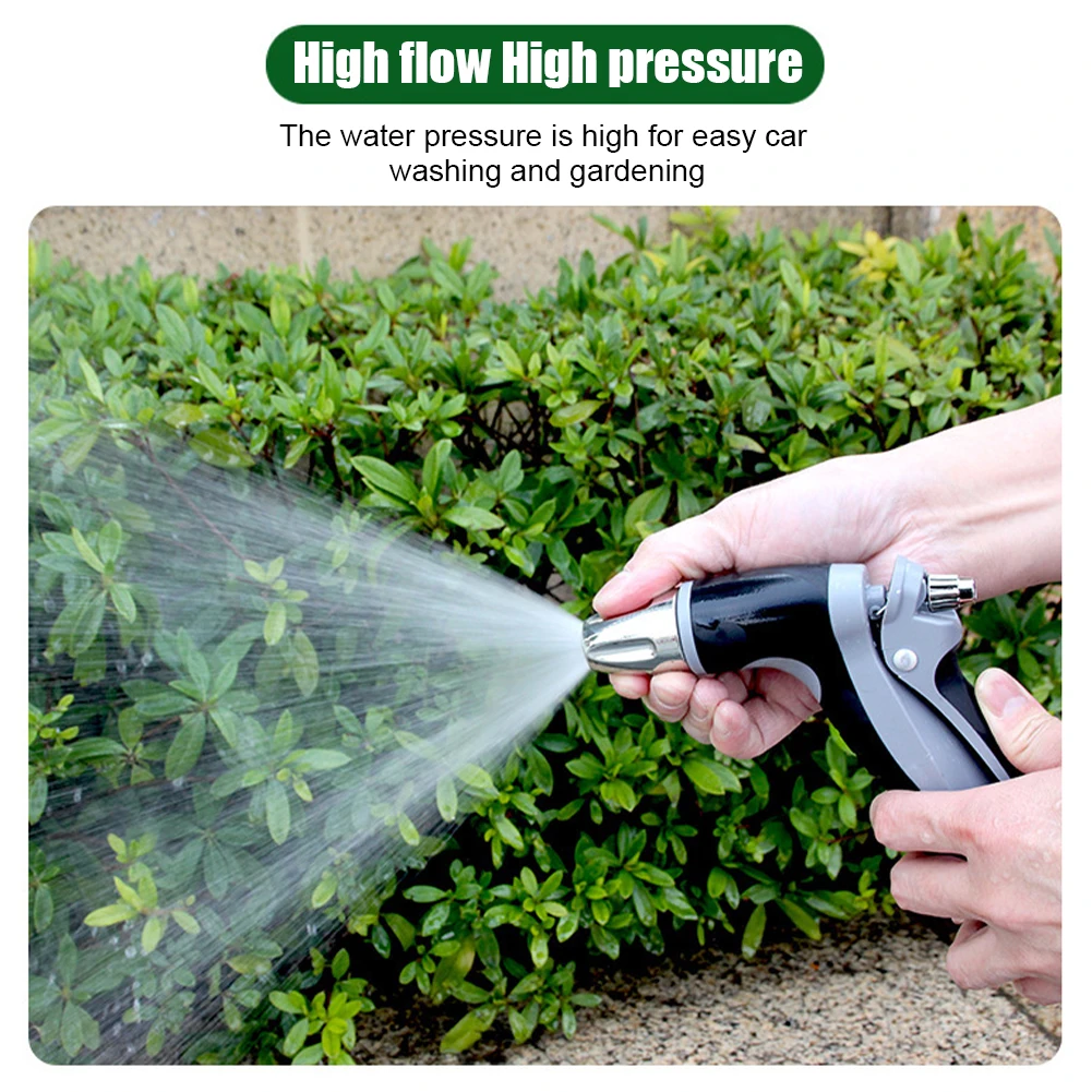 

High Pressure Water Spray Gun All metal plating Nozzle Garden Hose Pipe Lawn Adjustable Mode Spraying Car Wash Gun Cleaning Tool